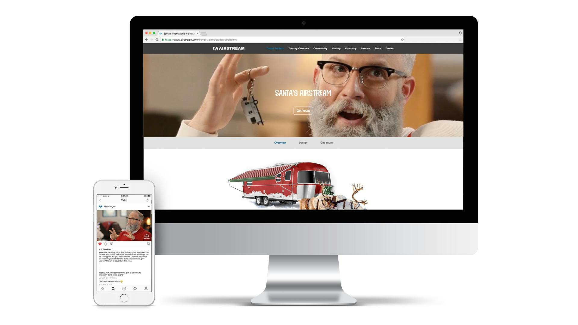 airstream holiday marketing campaign shown on desktop and mobile