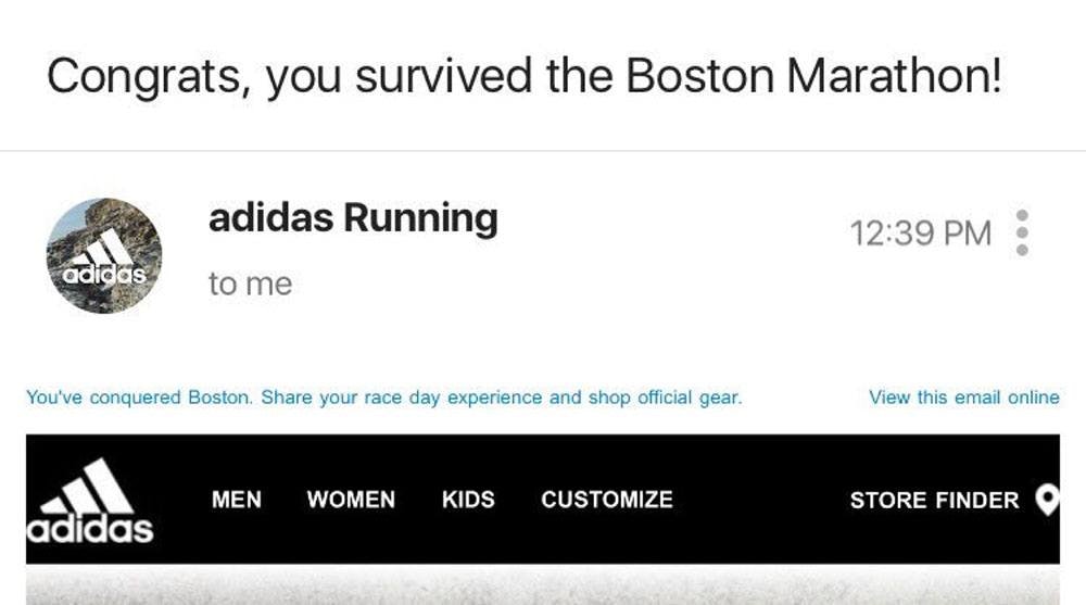 Adidas Boston marathon email